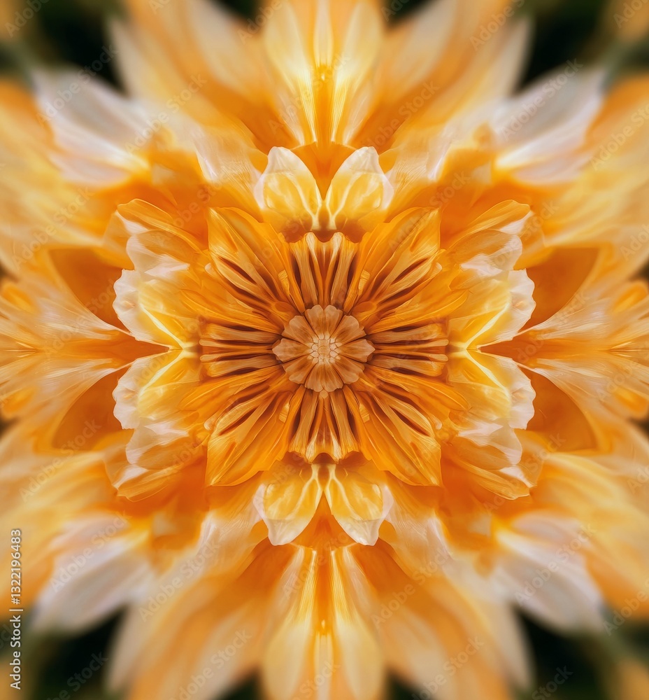 Poster an abstract orange picture with a circle pattern forms a mandala