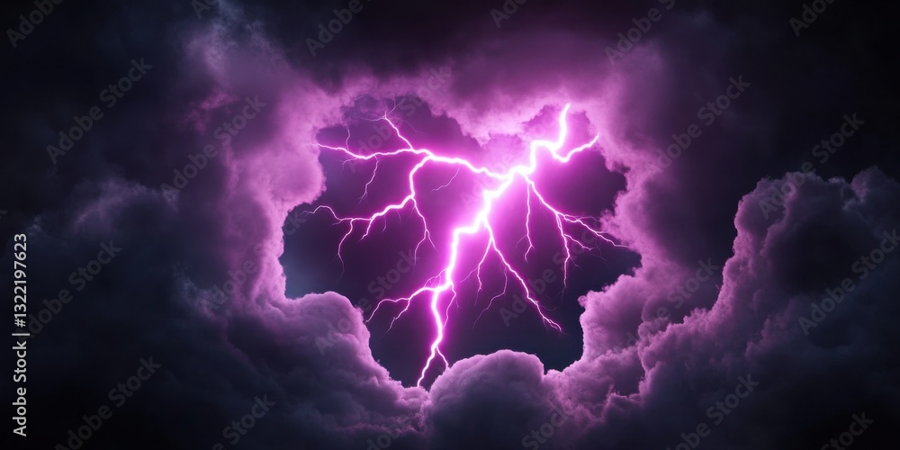 Aufkleber luminescent magenta lightning rhombus, surging with intense electric power in the void.