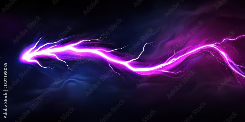 Poster abstract neon-white lightning circle hovering in a misty void. pulsating with energy.