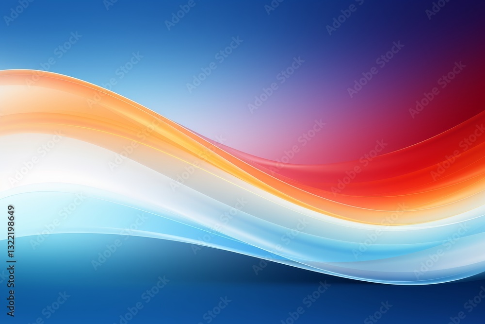Poster abstract smooth flowing vibrant color wave design element on gradient blue background