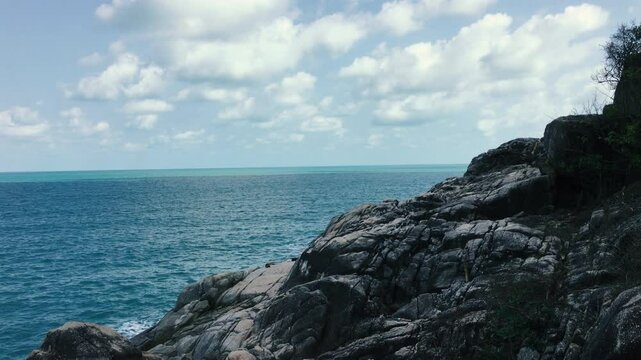 View from a rocky hill to the Gulf of Thailand