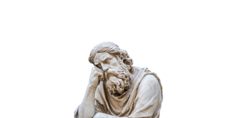 Ancient thinker statue isolated on transparent background