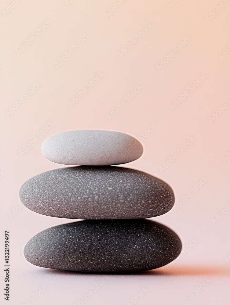 Poster minimalistic zen-inspired balance of smooth pebbles in soft pastel gradients