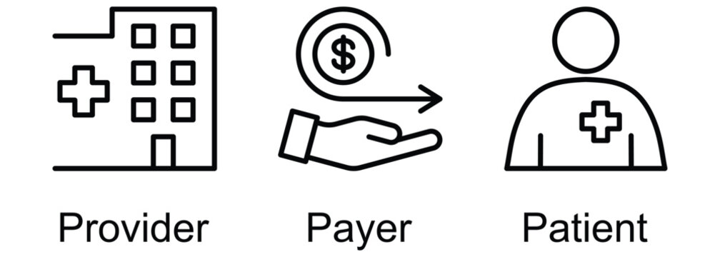 3Ps Healthcare banner web icon vector illustration of Provider, Payer, Patient