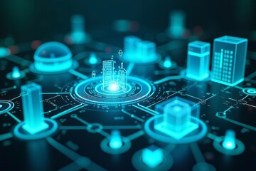Futuristic digital city representing smart technology with interconnected infrastructure