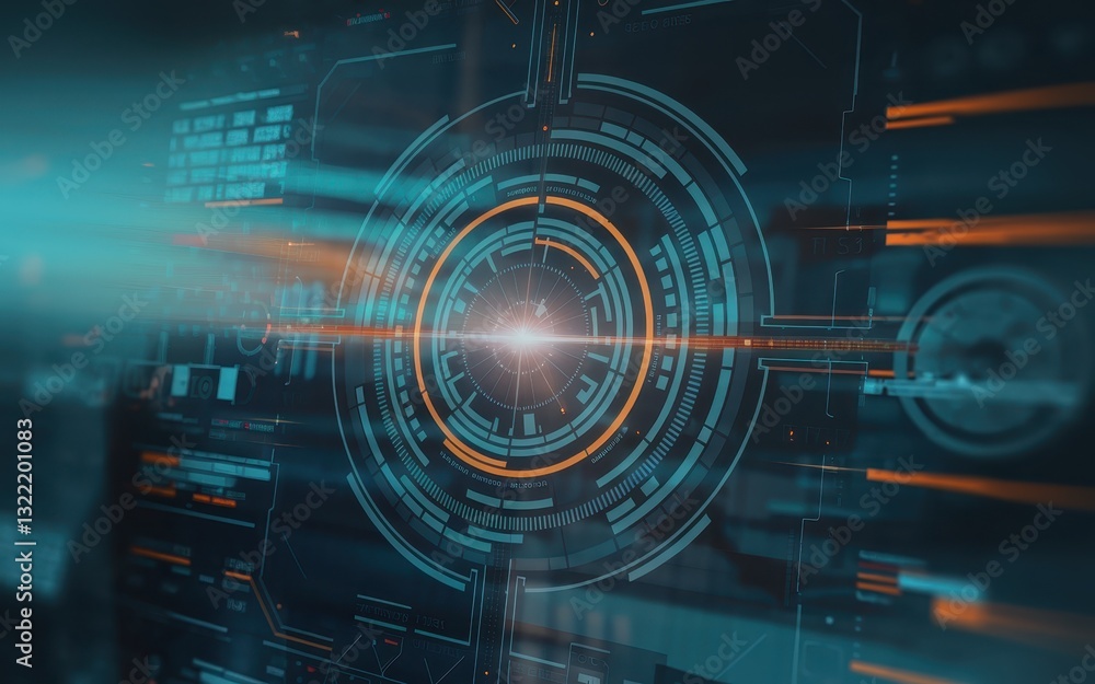 Aufkleber futuristic technology interface: digital data stream