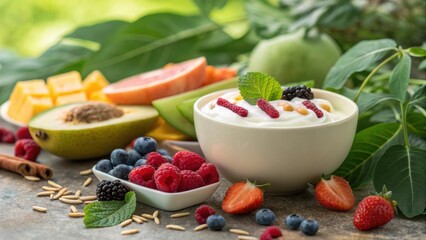 Vibrant close-up image showcasing probiotics and prebiotics in a natural setting.