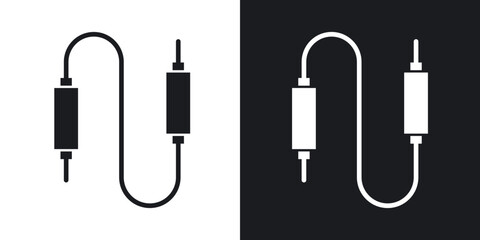 Audio cable icons in solid black and white collection