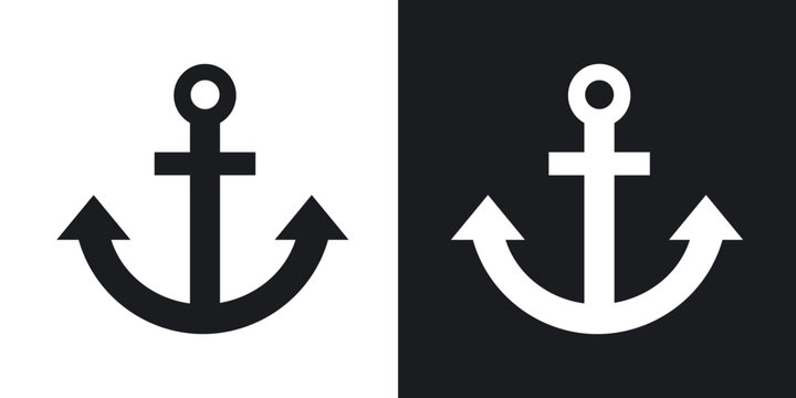 Anchor icons in solid black and white collection