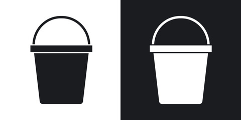 Bucket icons in solid black and white collection