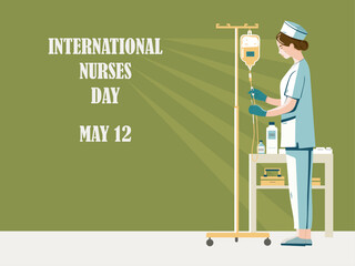 Nurse's Day. A nurse prepares an IV drip