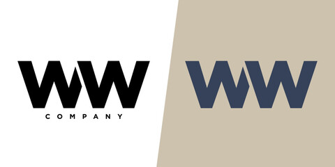Letter W and W, WW logo design template. Minimal monogram initial based logotype.