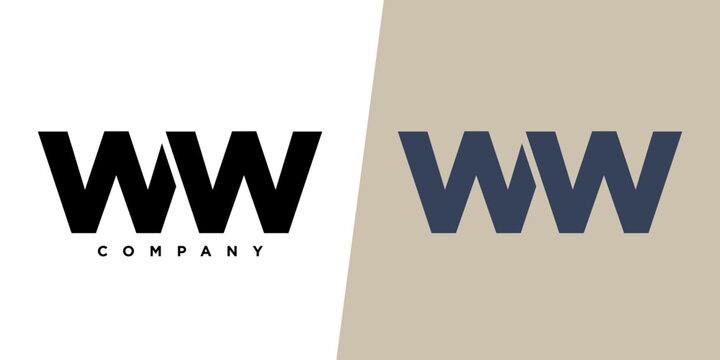Letter W and W, WW logo design template. Minimal monogram initial based logotype.