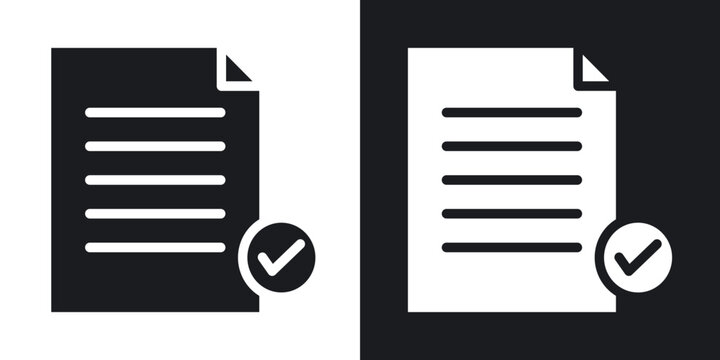 Document accepted icons in solid black and white collection
