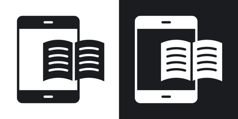 Ebook icons in solid black and white collection
