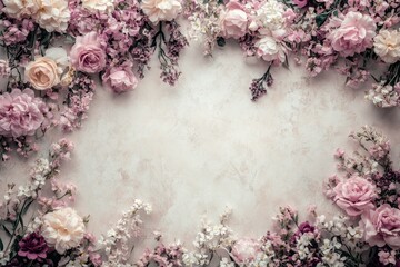 A beautiful floral border frames a blank space of soft color
