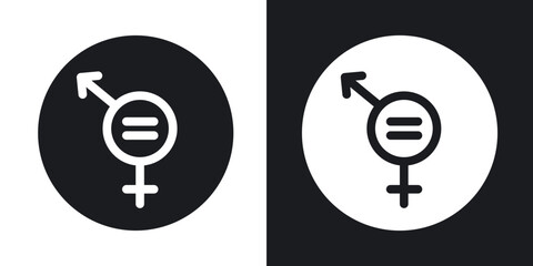Gender equality icons in solid black and white collection