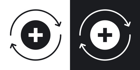 Health recovery icons in solid black and white collection