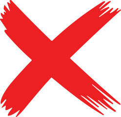 Red cross sign. Wrong mark. Red cross X symbol. Red grunge X icon. Cross brush sign stock vector.