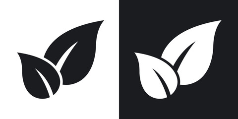 Leaf icons in solid black and white collection