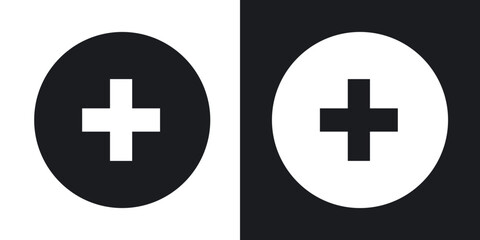 Plus icons in solid black and white collection