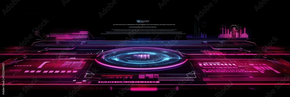 Aufkleber Mixed reality background featuring augmented reality UI elements and holographic layers for futuristic design projects