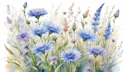 Title: Spring Flowers Watercolor Tulips and Hyacinths Pastel Painting [ ]