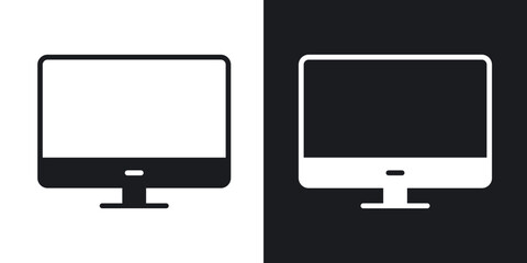 Screen icons in solid black and white collection