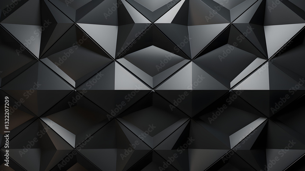 Poster a black and white image of a pattern of triangles