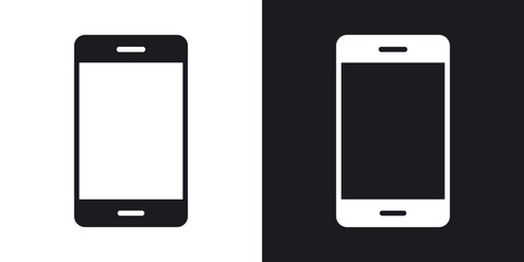Smartphone icons in solid black and white collection