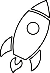 Spacecraft Rocket icon. Space ship launch icon. Rocket ship launch concept. Space rocket launch with fire. Rocket simple icon line style stock vector.