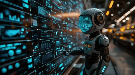 Fototapeta premium Futuristic ai assistant for realtime data analysis in 3d style