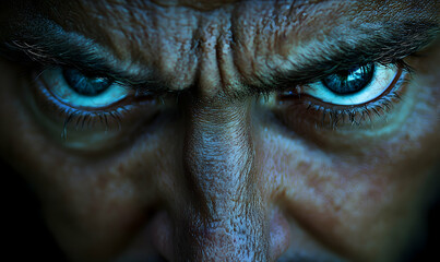 Intense gaze capturing raw human emotion and focused vision