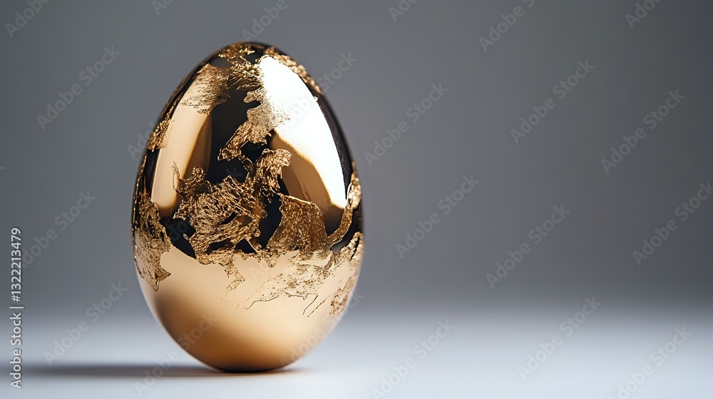 Aufkleber luxurious golden egg with abstract textured surface pattern on gray background. metallic decorative 
