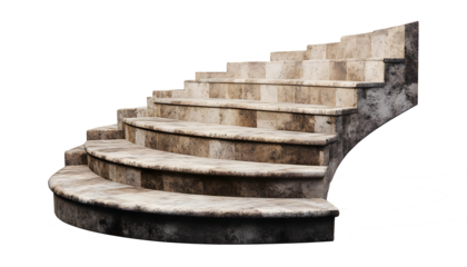 Stone Stairway to Progress: A curved, antique stone stairway ascends, offering a symbolic representation of journey and progress.