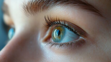 Obraz premium Close-Up of Eye With Long Lashes Highlighting Growth Serum Effect in Bright and Detailed Beauty Photography