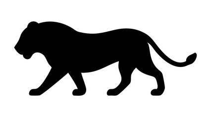 Obraz premium silhouette of a majestic lion prowling forward with a strong and powerful presence