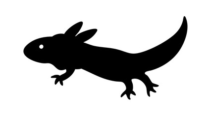 Fototapeta premium a silhouette of an axolotl, its distinctive features clearly defined. This amphibian, with its feathery gills and unique form, stands out against the light background.