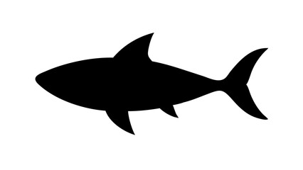 Obraz premium A simple black silhouette of a shark isolated on a white background, ready for your design projects.