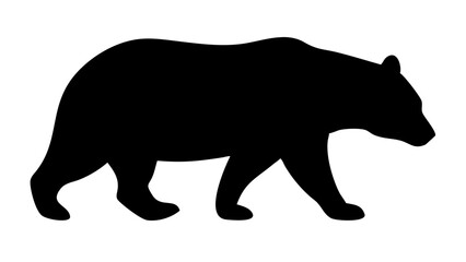Obraz premium a silhouetted illustration of a walking bear. the bear is black and facing to left side