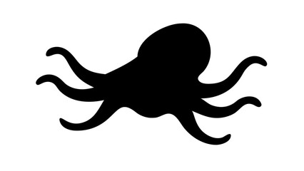 Obraz premium black silhouette of an octopus with eight tentacles against a white background