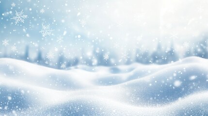 Fototapeta premium White winter landscape illustration snowflakes background.