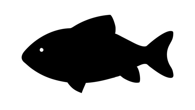a simple black silhouette of a fish on a clean background, perfect for various design purposes