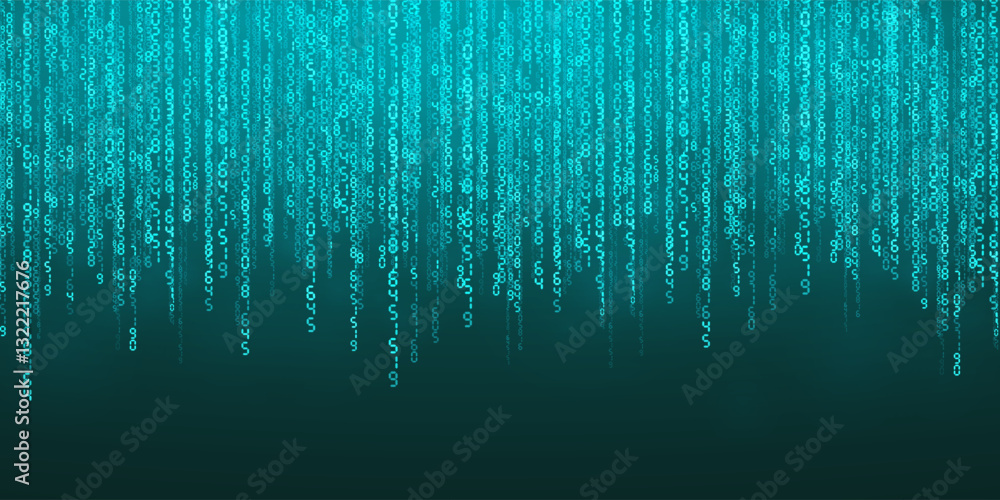 Aufkleber abstract falling digits. digital data technology concept. blue futuristic cyberspace. vector illustr