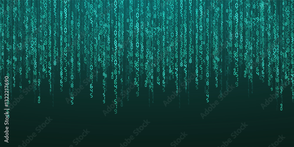 Aufkleber abstract falling digits. digital data technology concept. blue futuristic cyberspace. vector illustr