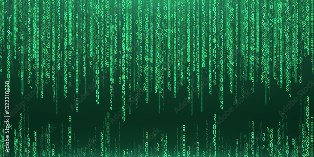 Aufkleber abstract falling digits. digital data technology concept. green futuristic cyberspace. vector illust