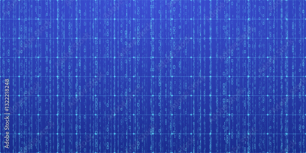 Poster abstract falling digits. digital code rain in a matrix inspired futuristic style. blue futuristic cy