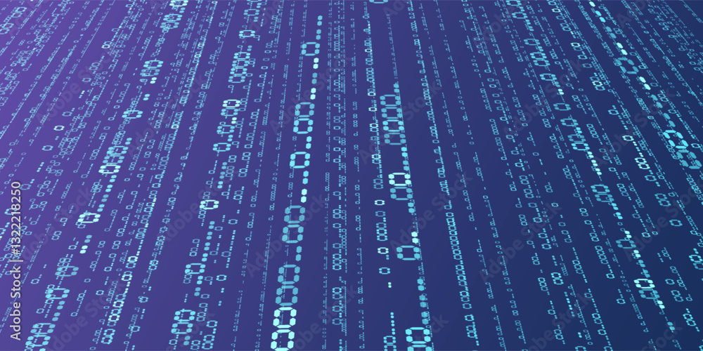 Poster abstract falling digits. digital code rain in a matrix inspired futuristic style. blue futuristic cy