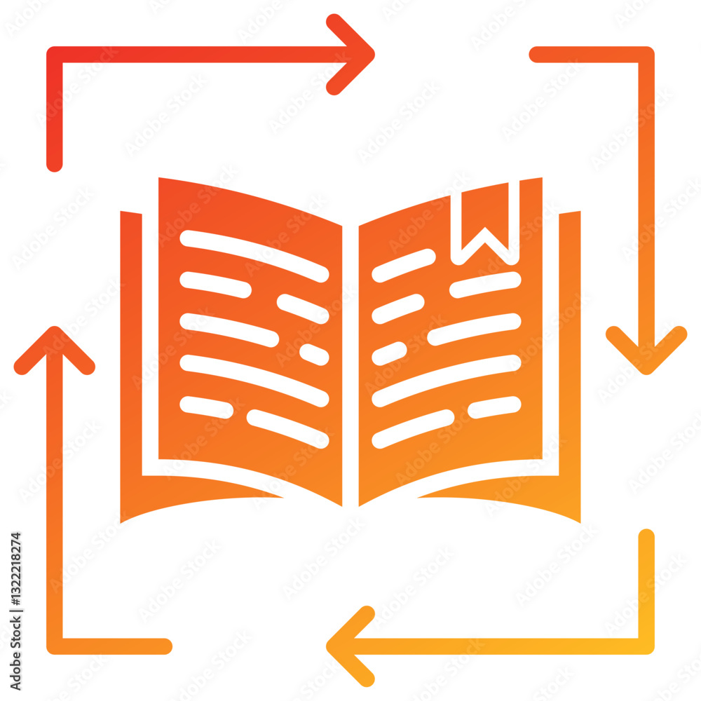 Poster continuous learning glyph gradient icon