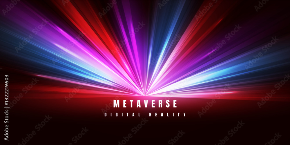 Poster digital technology metaverse. abstract speed shiny lines. ai big data, future innovation vector illu